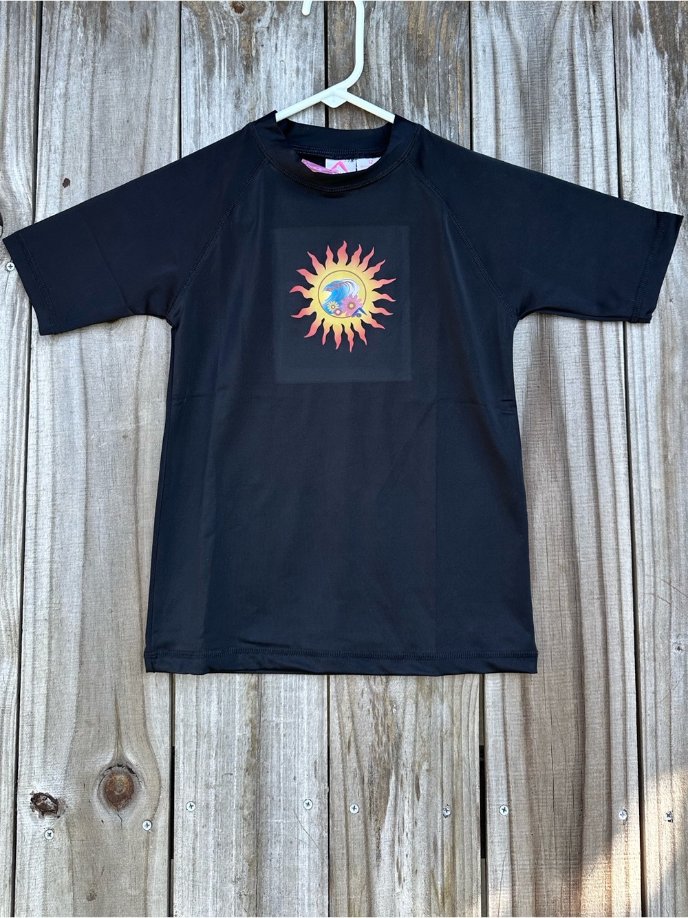 Black Rashguard Surf T-Shirt Girl’s Size 12 Surf Beachwear Summer Swim
